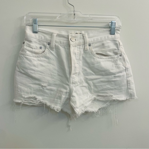 Free People We the Free Sofia Distressed Denim Shorts with Button Fly Size: 25 - Picture 6 of 10